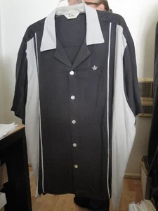 DaVINCI 50's Style! Black/Gray Camp Collar Chess Crest 100% Rayon Gabardine XXL - Picture 1 of 3