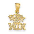 BORN TO WIN Charm Pendant In Real 14k Yellow Gold 0.51gr