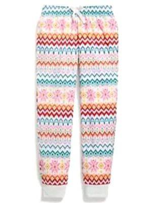 Old Navy Girls Pajama Pant Jogger Fleece L 10-12 Festive Fair Isle Pink/Blue NWT - Image 1 of 4