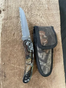 Northwest Territory Camo Camouflage Belt Clip folding lock blade Camp Saw knife - Picture 1 of 8