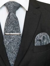 Solid Color Cashmere Wool Necktie and Pocket Square Tie Clip Sets for Men Cravat