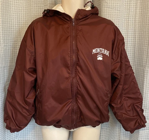 University Of Montana Burgundy And Gray Reversible  Jacket, Small, EUC￼.  HNG Cover