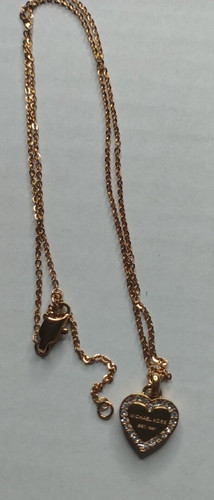 COLLANA CATENA CUORE ORIGINALE MICHAEL KORS STRASS TONO ORO ROSA