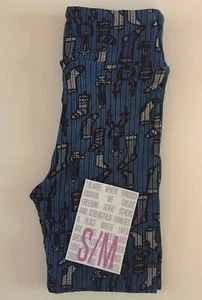 NWT LuLaRoe Kids' S/M Christmas Holiday Stockings DENIM BLUE Leggings *UNISEX* - Picture 1 of 2