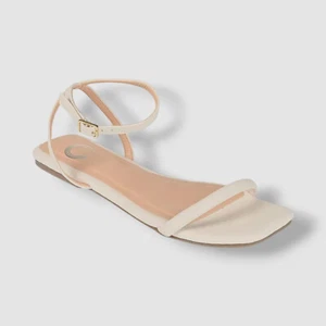 Journee Collection Women's Ivory Veena Flat Sandals Shoes Size 10 - Picture 1 of 5