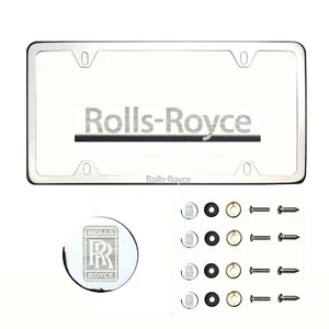 Fit Rolls Royce Laser Etching Stainless Steel Chrome Slim License Frame w/Cap - Picture 1 of 8