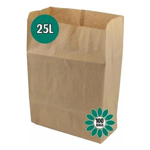 Paper Compostable Kitchen Caddy Bags - EcoSack 100x 25L Paper Sacks Bags - Picture 1 of 1