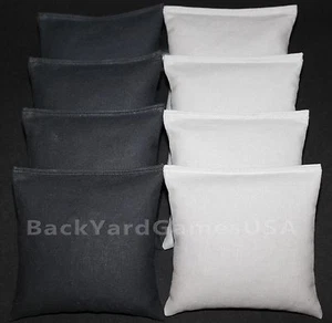 CORNHOLE BEAN BAGS Black Gray 8 ACA Regulation Corn Hole Game Toss Bags - Picture 1 of 1