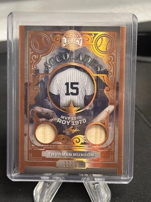THURMAN MUNSON 2025 HOJA BRONX LEGADO ELOGIOS DOBLE JUEGO USADO RELIQUIA DE MURCIÉLAGO/15 Foto 1 de 2
