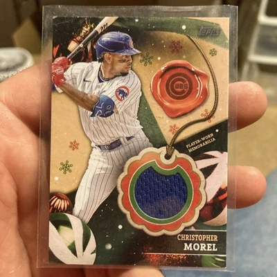 2024 Topps Holiday Christopher Morel #RC-CM Game Used Jersey Relic Cubs - Image 1 of 2