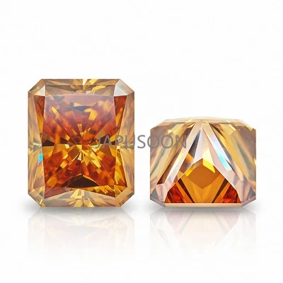 1~10 ct VVS1 golden Radiant Excellent Cut Moissanite Loose Gemstones & GRA - Image 1 of 4