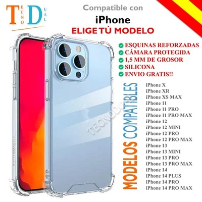 Funda iPhone 14/ 13/ 12/ 11/ X/ Xr/ Xs Transparente REFORZADA CÁMARA PROTEGIDA. - Imagen 1 de 4