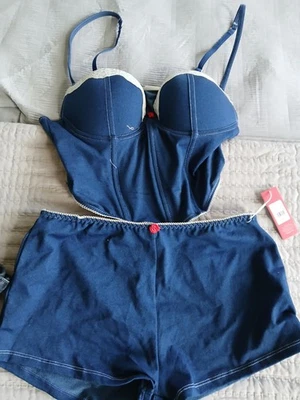 NWT Rampage Bustier Womens Size L Denim Look Set Retail $45 - Image 1 of 4