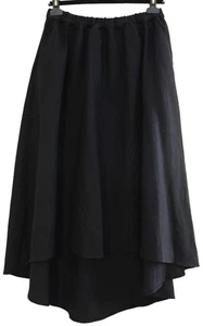 ENZA COSTA Black Twill Circle Skirt HIGH-LOW Midi A-Line w Pockets SZ (2) M L - Picture 1 of 10