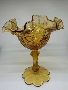 Fenton Miele Oro Cavolo Rosa Piedistallo Vetro Composta Piatto Caramelle Alto 6,5” - Foto 1 di 5