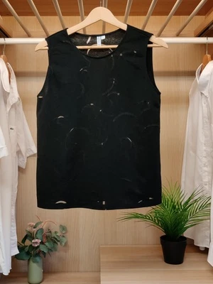 & OTHER STORIES VEST T-SHIRT TOP EUR 34 UK 8 BLACK MESH PATTERN CASUAL WOMENS - Image 1 of 4