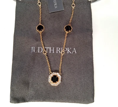 Collar Judith Ripka Casablanca Ónix Negro Topacio Blanco Dorado sobre Plata Nuevo con Etiquetas Foto 1 de 4