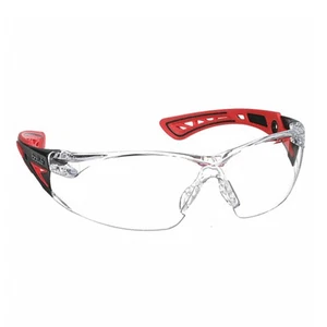 Bolle RUSH+ Clear Platinum Coated Safety Glasses [Red Arms] - Picture 1 of 3