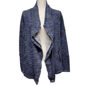 Lucky Lotus Brand St Louis Wrap Damen Gr. M Navy Blau Melange Strickjacke Wasserfall - Bild 1 von 8
