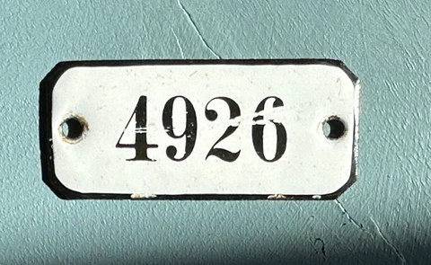 Number 4926 Vintage Enamel House Numbers Made in Europe Room Hotel FREE POSTAGE Cover