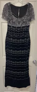 Badgley Mishka Marine Laser Design Samt Perlen Kleid Vintage Größe 6 - Bild 1 von 12
