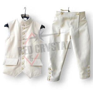 18th Century British Revolutionary War Colonial Off White Waistcoat & Breaches  - Picture 1 of 11