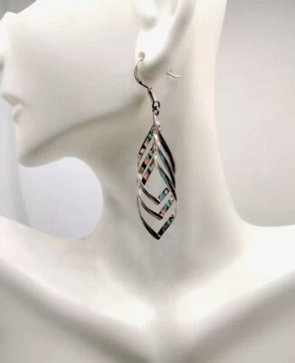 Lote de pendientes colgantes de plata de ley 925 largos de 2" torcidos joyas regalo patrimonio Foto 1 de 4