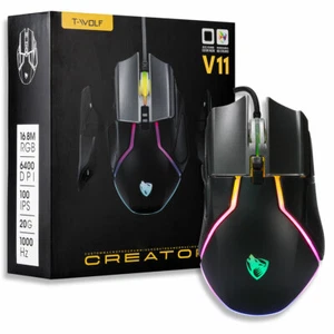 Laptop PC RGB Gaming Mouse, 10 Buttons for Windows 7/8/10/XP Vista Linux, Black - Picture 1 of 7