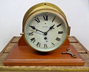 Vintage London Nautical Marine Ship Brass 8 Day Clock *Repair or Restore VIDEO* - Picture 1 of 24