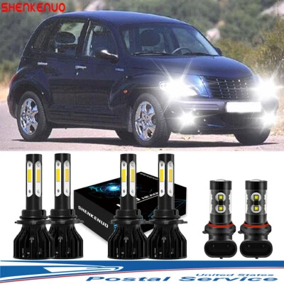 适用于克莱斯勒 PT Cruiser 2001 - 2010 6 件灯泡 LED 车头灯高/低和雾灯 — 第 1/4 张图片