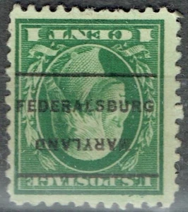 1917 1c Washington INV Precancel ERROR f/FEDERALSBURG MD (498-L-2TS)INV STATE! - Picture 1 of 1