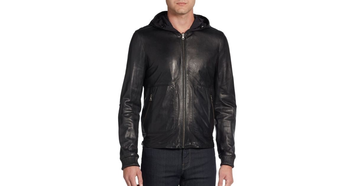 Vince Men's Leather Reversible Hooded 