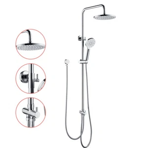 WELS 9" Rain Shower Head Adjustable Sliding Rail Set Dual Hose Twin Head Chrome - Picture 1 of 11