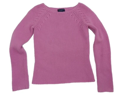 $179 ANN TAYLOR XSP Suéter Grueso 100% Cachemira Rosa Pullover Tejido Redondo Foto 1 de 4