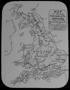 MAPA PARA ILUSTRAR CONVERSIÓN DE HEPTARQUÍA C1901 Magic Lantern Slide INGLATERRA - Imagen 1 de 3