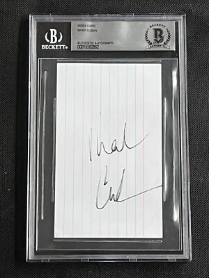 MARK CUBAN SIGNED AUTOGRAPHED 3X5 INDEX CARD MAVERICKS OWNER BAS AUTHENTIC - Image 1 of 2