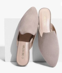 Dream Pairs Women Flat Mule Grey Suede Pointed Toe Backless Comfort Loafer Shoes - Picture 1 of 6