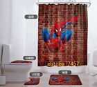 4PCS Cover Mat Shower Curtain Spiderman 1 Set Toilet Gifts Marvel Bathroom New