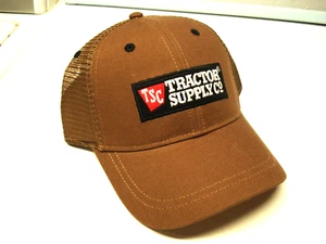 TRACTOR SUPPLY Co. BALL CAP Hat Mesh Back Trucker carhartt BROWN Tan OSFA snap - Picture 1 of 5