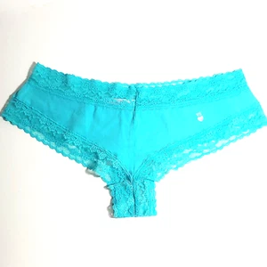 Victoria Secret Panties Cheeky Size M Medium Lace Waist Aqua Blue NEW W/O Tags - Picture 1 of 7