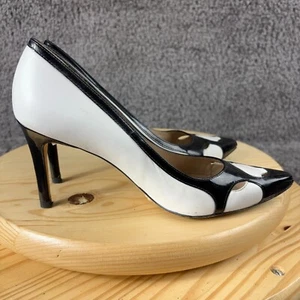 LK Bennett High Heels Womens Size 8.5 Leather Shoe Pointed Toe Black White Pump - Picture 1 of 9