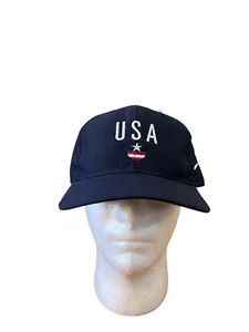 Vintage Nike Team USA Olympics Embroidered Fitted Hat 7 1/2 Navy Made In USA - Picture 1 of 8