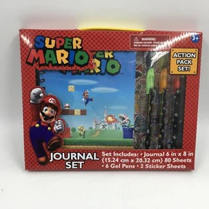 Super Mario Journal Gift Set Gel Pens Stickers Birthday Gift Stationary Diary - Picture 1 of 2