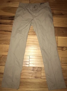 BONOBOS Mens Pants Flat Front Beige Tan Khaki 100% Cotton Straight Leg 32 - Picture 1 of 8