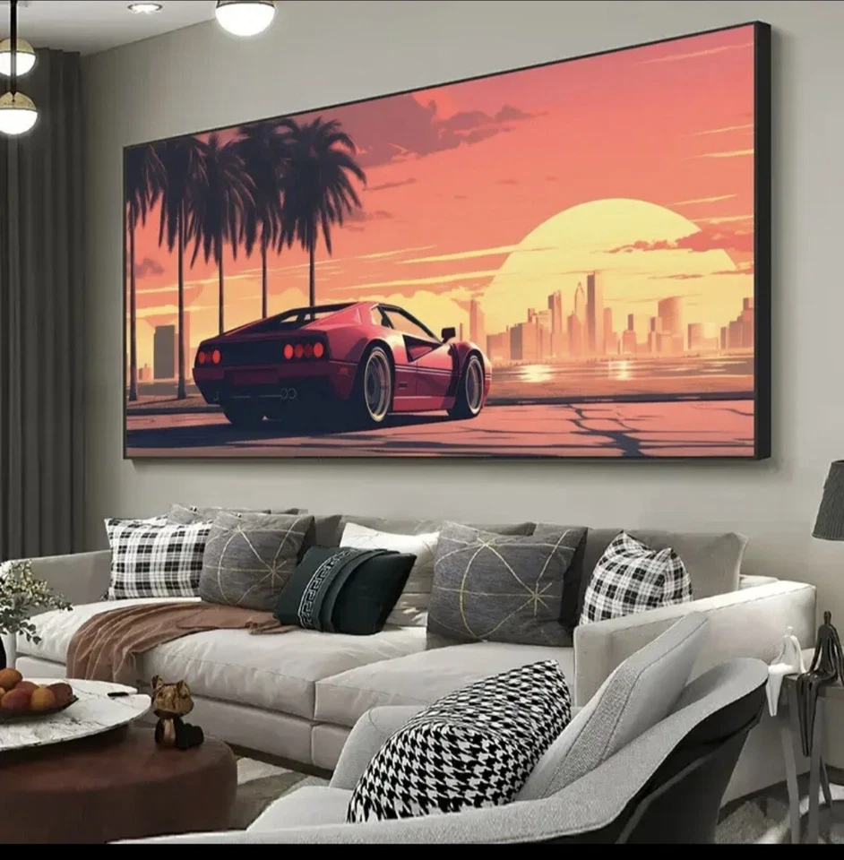 Ferrari 308  GTS Rot 70x140cm Historie,Leinwand,Ikone,Sportwagen,Garage,Magnum, - Bild 1 von 4