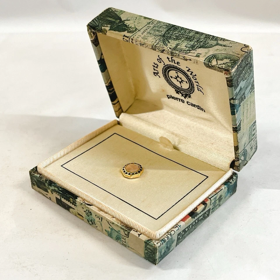Pierre Cardin Oro Octágono Corbata Piedra Rosa Esmalte Como Nuevo con Caja Regalo Foto 1 de 4
