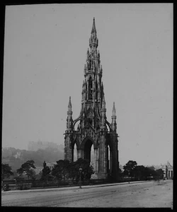 Sir Walter Scott Monumento Edimburgo Escocia C1900 Linterna Mágica Diapositiva FOTO - Imagen 1 de 3