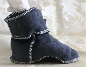 Babyschuhe, Hausschuhe, außen Woll-Fleece, innen Lammfell, Gr.18 Blau - Bild 1 von 4