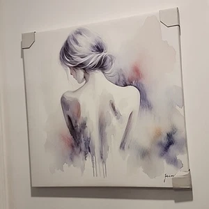 Abstract Watercolor Girl Woman Painting Wall Art Picture Printed on Canvas 30x30 - Picture 1 of 4