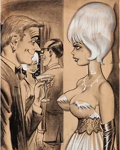 Bill Ward Vintage Illustration Art Distracted 14 x 11 Photo Print - Picture 1 of 1